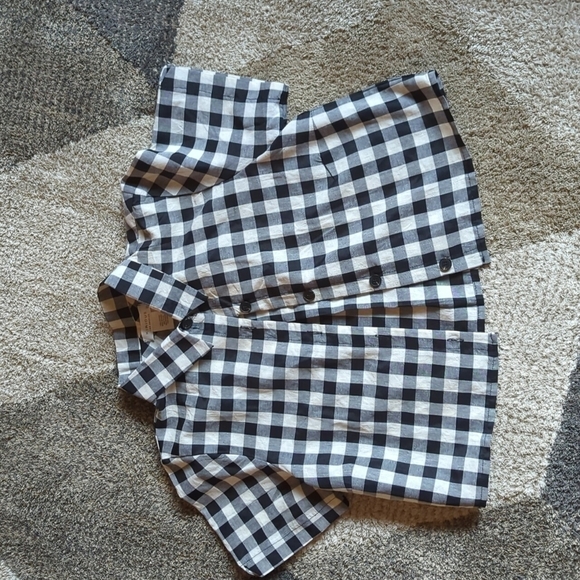 Kirious Los Angeles Gingham Button Down Cropped Boxy Top Black White Small - Picture 7 of 8